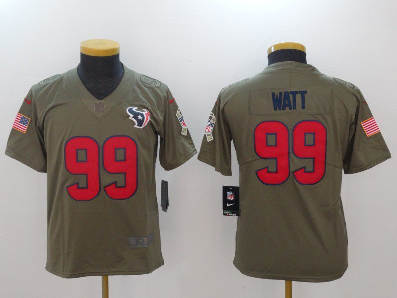 Youth Houston Texans #99 J.J. Watt salute to service Stitched Jersey