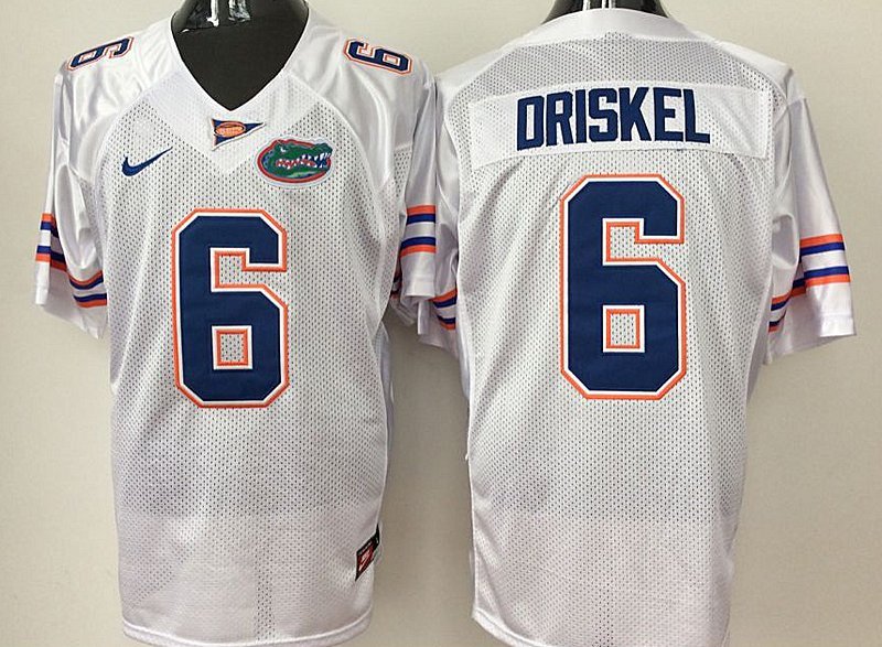 Men's Florida Gators 6# Jeff Driskel College White Stitched Jersey