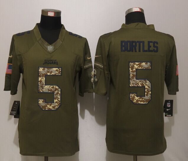 Jacksonville Jaguars 5# Blake Bortles Green Salute To Service Stitched Jersey
