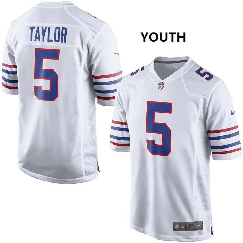Youth Buffalo Bills #5 Tyrod Taylor White Stitched Jersey