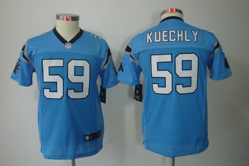 Youth Panthers #59 Luke Kuechly Elite Blue Stitched Jersey