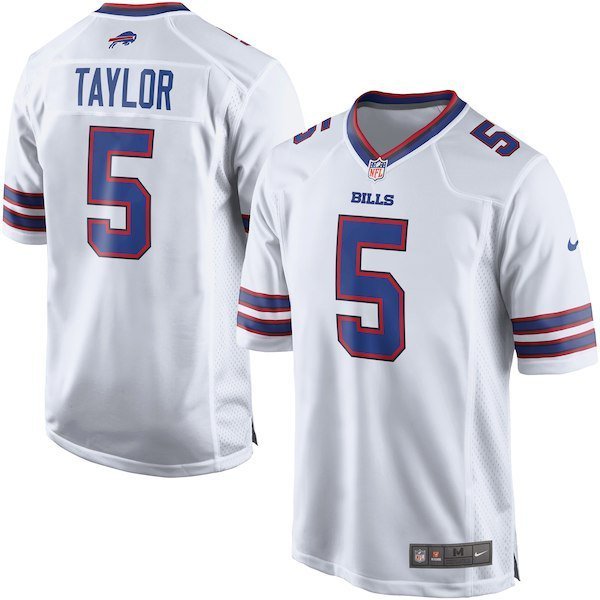 Men's Buffalo Bills #5 Tyrod Taylor White Game Stitched Jersey