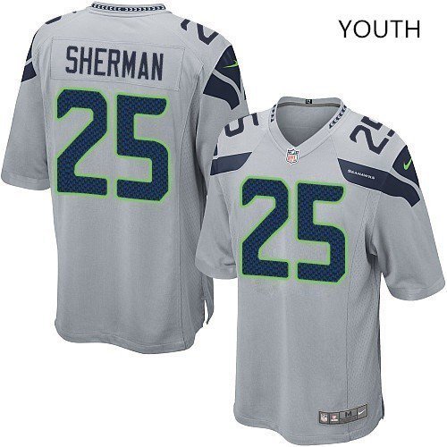 Youth Seattle Seahawks #25 Richard Sherman gray Stitched Jersey