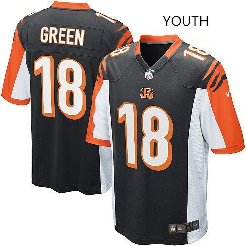 Youth kids Bengals #18 Aj Green Cincinnati black Stitched Jersey