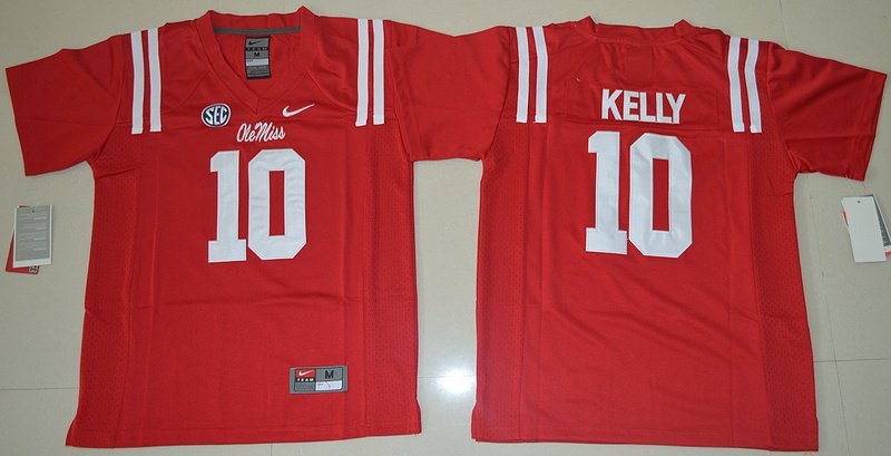Youth Ole Miss Rebles 10 Chad Kelly Red College Stitched Jersey