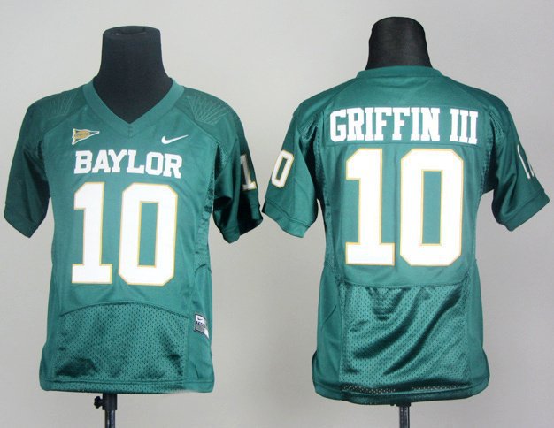 Youth Baylor Bears 10 Robert Griffin III Green College Stitched Jersey