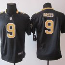 Youth Orleans Saints 9# Drew Brees black kids Stitched Jersey