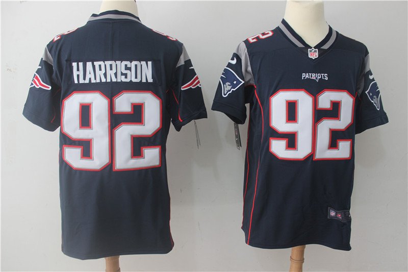 Men's Patriots 92# James Harrison Limited Navy Blue Stitched Jersey