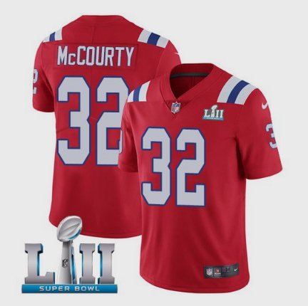Men's Patriots #32 Devin McCourty Limited Red Super Bowl LII Stitched Jersey