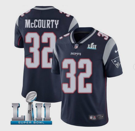 Men's Patriots #32 Devin McCourty Limited Navy Blue Super Bowl LII Stitched Jersey