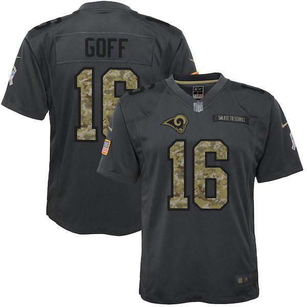 Youth Los Angeles Rams #16 Jared Goff Salute To Service Stitched Jersey