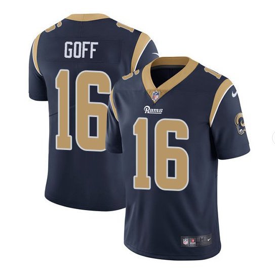 Men's Los Angeles Rams #16 Jared Goff Limited Navy Blue Stitched Jersey