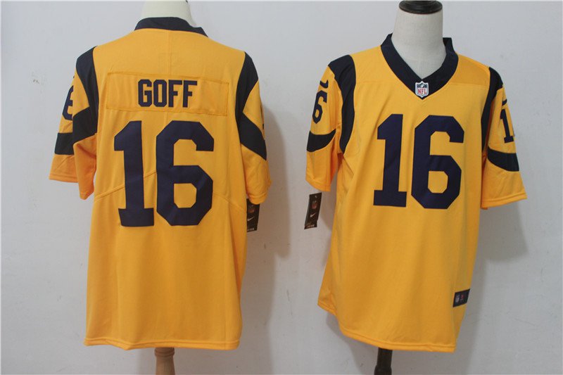 Men's Los Angeles Rams #16 Jared Goff Limited Yellow Stitched Jersey