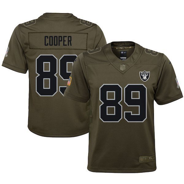 Youth Oakland Raiders #89 Amari Cooper Olive Salute to Service Stitched Jersey