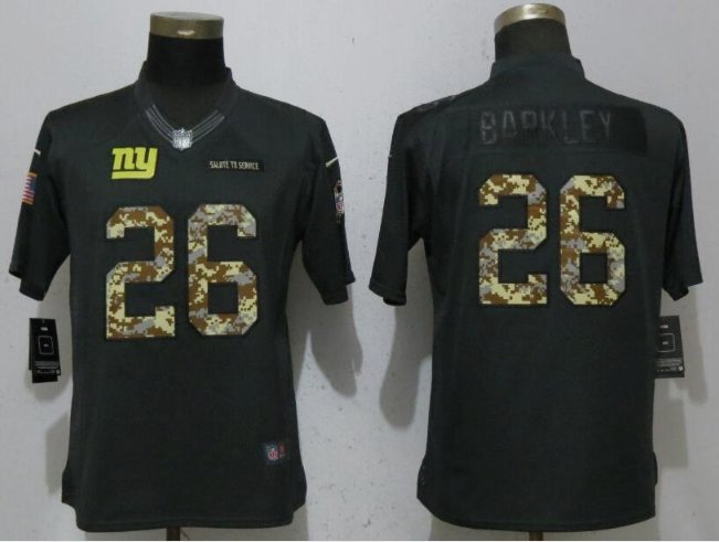 Men's Giants #26 Saquon Barkley Olive Camo Stitched Jersey