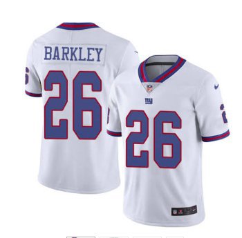 Men's Giants #26 Saquon Barkley Limited Rush White Stitched Jersey