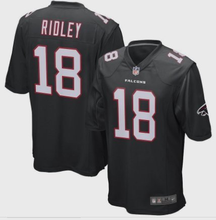 Men's Falcons #18 Calvin Ridley Game Black Stitched Jersey