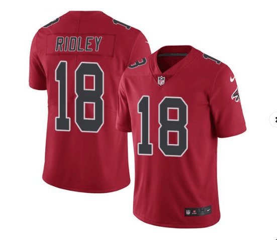 Men's Falcons #18 Calvin Ridley Limited Rush Red Stitched Jersey