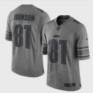 Men's Detroit Lions #81 Calvin Johnson Game Gray Stitched Jersey