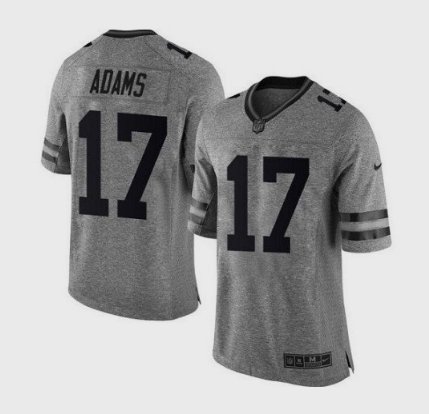 Men's Green Bay Packers #17 Davante Adams Rush Gray Stitched Jersey