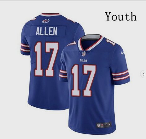 Youth Bills 17# Josh Allen Limited Blue  Stitched Jersey