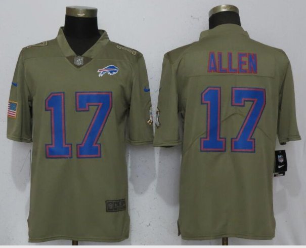Men's Bills 17# Josh Allen salute to service  Stitched Jersey