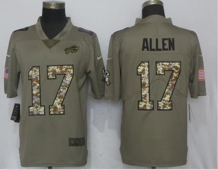 Men's Buffalo Bills 17# Josh Allen salute to service Stitched Jersey