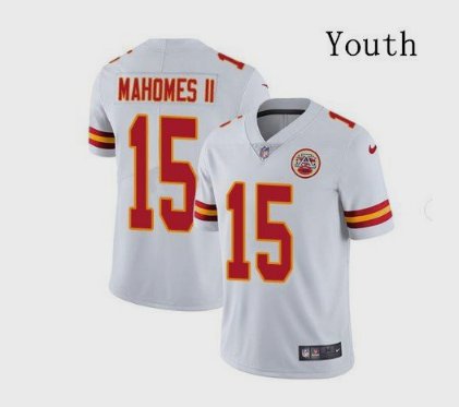 Youth Chiefs #15 Patrick Mahomes II Limited White Stitched Jersey