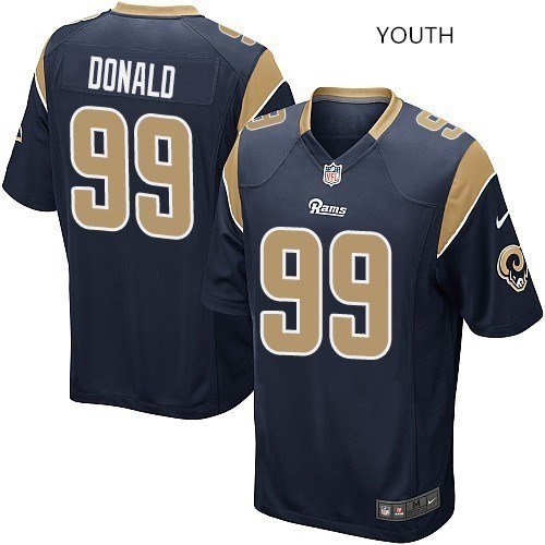 Youth Los Angeles Rams 99# Aaron Donald Game Navy Blue Stitched Jersey