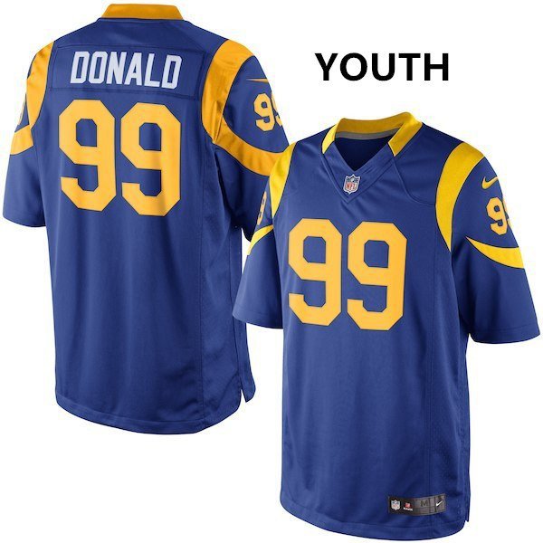Youth Los Angeles Rams 99# Aaron Donald Game Blue Stitched Jersey