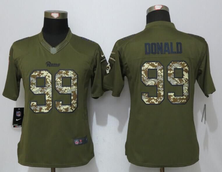Women's Los Angeles Rams 99# Aaron Donald Game Salute To Service Stitched Jersey