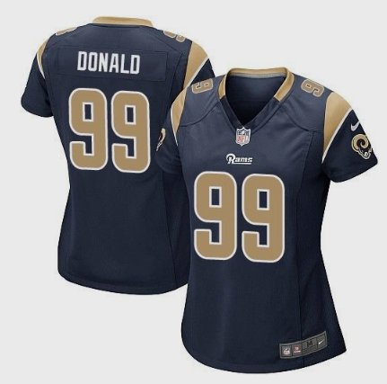Women's Los Angeles Rams 99# Aaron Donald Game Navy Blue Stitched Jersey