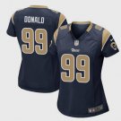 Women's Los Angeles Rams 99# Aaron Donald Game Navy Blue Stitched Jersey