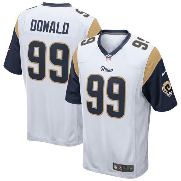 Men's Los Angeles Rams 99# Aaron Donald Game White Stitched Jersey
