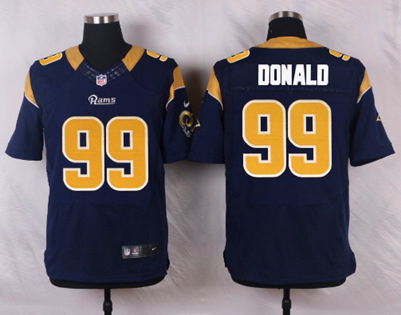 Men's Los Angeles Rams 99# Aaron Donald Elite Navy Blue Stitched Jersey