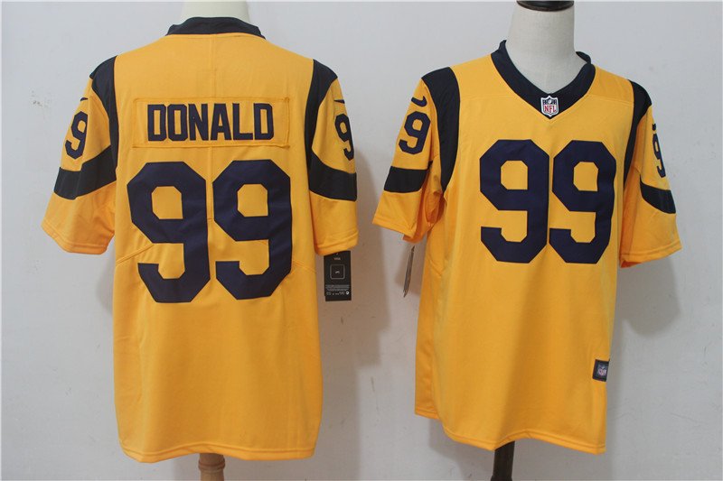 Men's Los Angeles Rams 99# Aaron Donald Limited Yellow Stitched Jersey