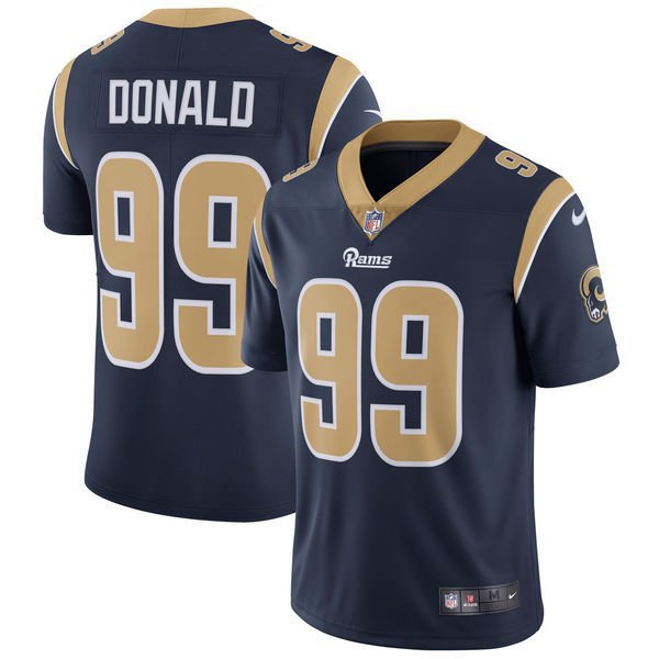 Men's Los Angeles Rams 99# Aaron Donald Limited Navy Blue Stitched Jersey