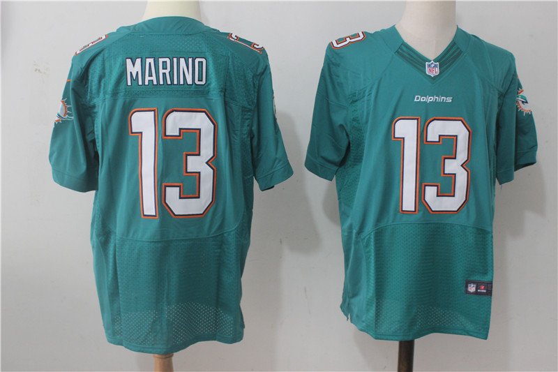 Men's Miami Dolphins 13# Dan Marino Elite Aqua Stitched Jersey
