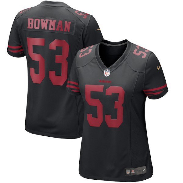 Women's 49ers 53# NaVorro Bowman Limited Black Stitched Jersey