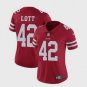 Women's 49ers #42 Ronnie Lott Limited Red Stitched Jersey