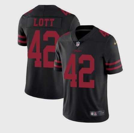 Men's 49ers #42 Ronnie Lott Limited Black Stitched Jersey