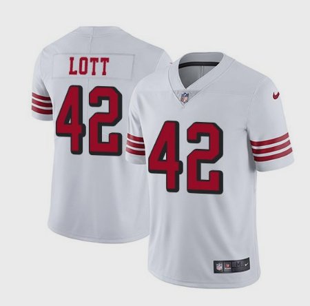 Men's 49ers #42 Ronnie Lott Limited White Stitched Jersey