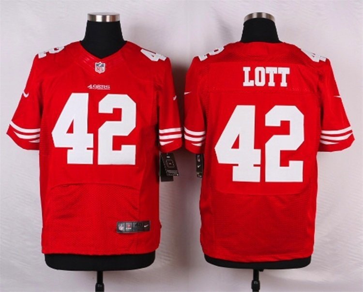 Men's San Francisco 49ers 42# Ronnie Lott Elite Red Stitched Jersey