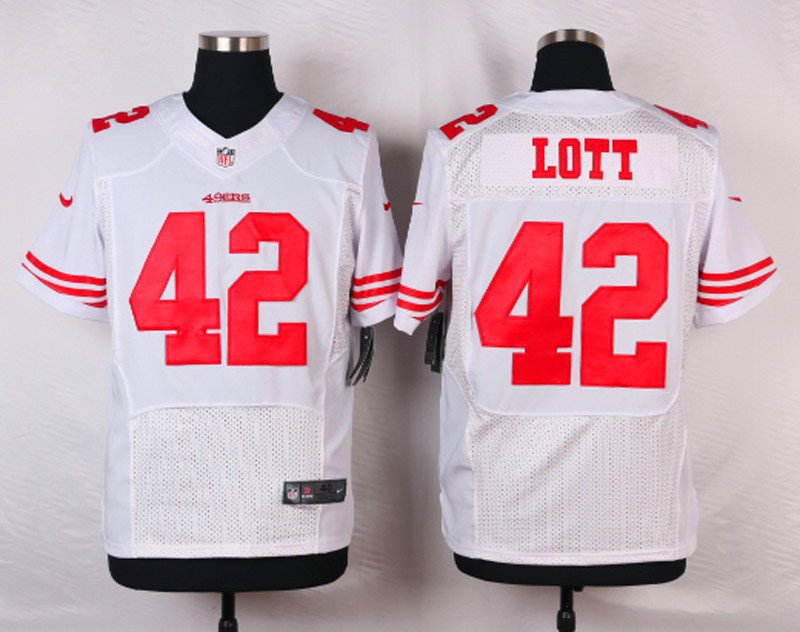 Men's San Francisco 49ers 42# Ronnie Lott Elite White Stitched Jersey