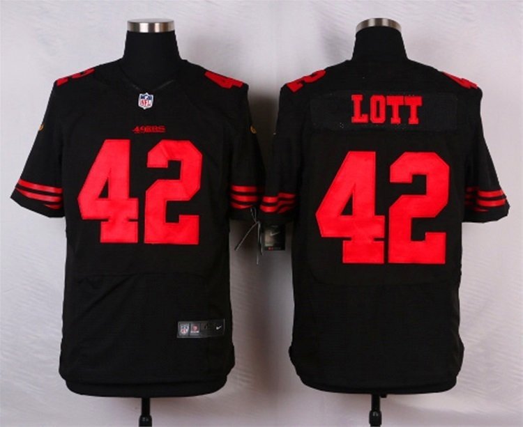 Men's San Francisco 49ers 42# Ronnie Lott Elite Black Stitched Jersey