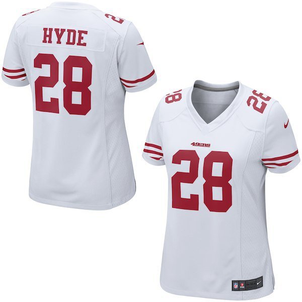 Women's San Francisco 49ers 28# Carlos Hyde Game White Stitched Jersey