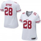 Women's San Francisco 49ers 28# Carlos Hyde Game White Stitched Jersey
