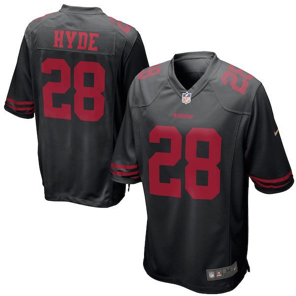 Men's San Francisco 49ers 28# Carlos Hyde Game Black Stitched Jersey