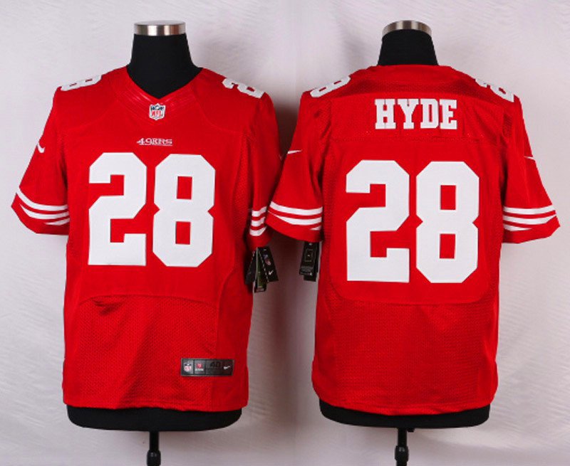 Men's San Francisco 49ers 28# Carlos Hyde Elite Red Stitched Jersey