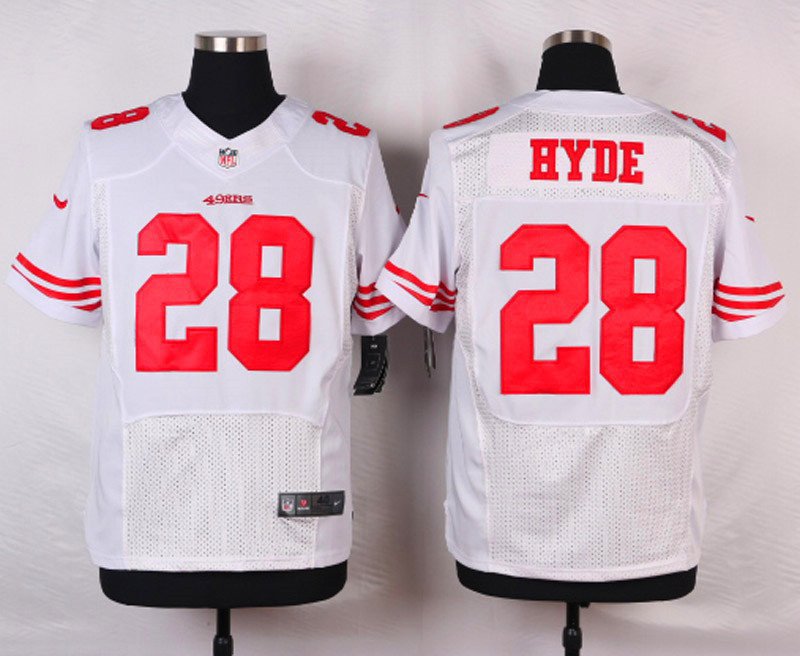 Men's San Francisco 49ers 28# Carlos Hyde Elite White Stitched Jersey